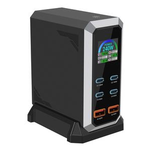 <span class=keywords><strong>Chargeur</strong></span> GAN 240W EU UK AU US 6 ports 2 USB A 4 Type C avec écran numérique pour ordinateur portable, téléphone portable, station de charge rapide - Product Image 2
