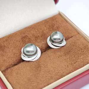 UM 18K Solid Gold <b>Stud</b> <b>Earrings</b> Wholesale Tahitian <b>Black</b> Pearl Diamond Unisex/Men/Women Engagement Anniversary Wedding Party - Product Image 5