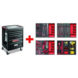 USAG - U05163894W Armoire à rouleaux de démarrage avec assortiment automobile (122 pièces) -EAN ROLLING ATELIERS ARMOIRES AVEC ENSEMBLES D'OUTILS - Product Image 1