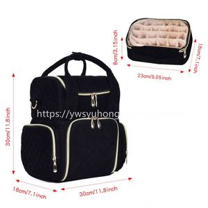 Bolsa organizadora de esmalte de uñas multifunción de fábrica BSCI, de doble capa y gran capacidad para transportar botellas de esmalte de uñas. - Product Image 2