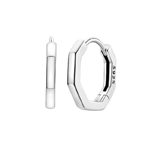 MULA 925 Sterling <b>Silver</b> Trendy Multiangular <b>Hoop</b> Earrings Straight Multiangular Design Zircon Stones for Wedding Parties Gifts - Product Image 4
