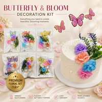 Kit de 11 décorations de gâteau flottantes 3D en forme de papillon et de fleurs en soie, ensemble de pivoines artificielles multicolores pour la décoration de jardin et de fêtes d'anniversaire