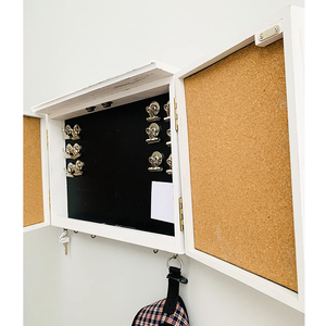 <span class=keywords><strong>Tableau</strong></span> noir magnétique rustique <span class=keywords><strong>en</strong></span> bois à suspendre <span class=keywords><strong>pour</strong></span> entrée, organisateur de <span class=keywords><strong>tableau</strong></span> noir, étagère de présentation et crochets à clés - Product Image 2