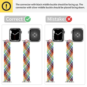2022 New Braided Nylon Elastic Watch Band For Apple Watch Band Iwatch Series 7 41 45mm Smart Watch Strap A-E010