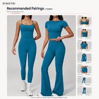Conjunto de Yoga Acolchado de Manga Larga con Orificios para Pulgares para Mujer, Leggings Acampanados de Cintura Alta con Efecto Levantamiento de Glúteos, de Tejido Cepillado de Secado Rápido, Certificado GCC