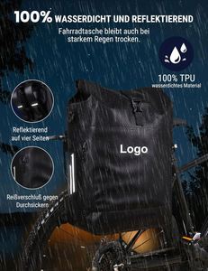 Échantillon gratuit BSCI 27L Sac de vélo 3 en 1 100% imperméable et réfléchissant pour porte-bagages avec compartiment pour ordinateur portable et sac à dos - Product Image 3