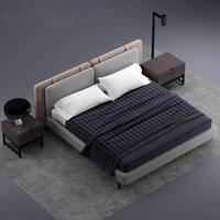 Italienisches neues Design High-End-Kingsize-Bett Moderner Stoff Gepolsterter Plüsch rücken Villa Möbel Luxus Schlafzimmer Doppelbett