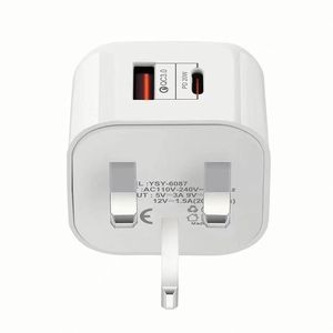 20W A+<b>C</b> Dual Usd Power Adapter UK <b>Plug</b> Fast Charging Cell Phone Charger - Product Image 2