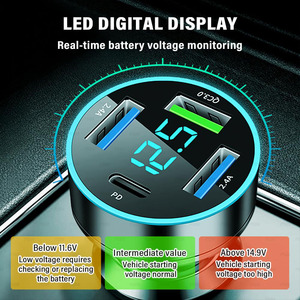 <span class=keywords><strong>Cargador</strong></span> de coche rápido de <span class=keywords><strong>4</strong></span> puertos actualización voltímetro pantalla USB <span class=keywords><strong>cargador</strong></span> de coche carga teléfono de coche <span class=keywords><strong>cargador</strong></span> de teléfono móvil para iPhone 15 Samsung - Product Image 6