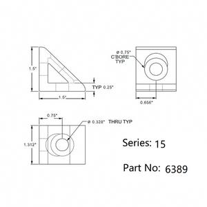 Soporte de Esquina de Aluminio de Alta Calidad, Serie 15, 6389 1515, con Certificación RoHS, Fabricante Chino, Soporte de Esquina con Refuerzo de 2 Orificios, 10/15 Pulgadas - Product Image 6