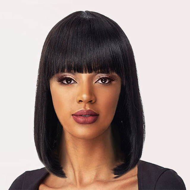 Bob Black Wig Colorful Short Straight