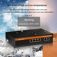 Conmutador PoE Pasivo No Estándar TiNCAM 10/100M 4+2 de 10 Puertos, Conmutador de Alimentación por Ethernet de 250 m para Cámaras IP, Conmutador VLAN de Red