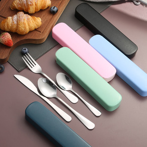 Juego de vajilla portátil <span class=keywords><strong>para</strong></span> Picnic y Camping de acero inoxidable 304, <span class=keywords><strong>cubiertos</strong></span> de viaje con <span class=keywords><strong>estuche</strong></span> de plástico, juego de <span class=keywords><strong>cubiertos</strong></span>, <span class=keywords><strong>estuche</strong></span> portátil reutilizable - Product Image 1