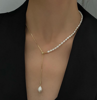 Collier ras du cou ajustable pour femmes, accessoires, collier en acier titane plaqué or 18k, avec perles d'eau douce, vente en gros, nouvelle mode, collection