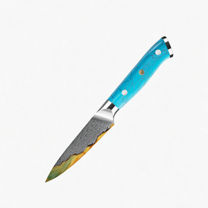 Couteau d'office japonais en acier Damas 3,5 pouces, cœur VG10, couteau de cuisine pour chef, droitier, compatible lave-vaisselle, pierre turquoise bleue - Product Image 1
