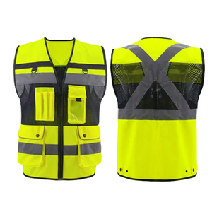 CITICITY High Vis Reflective Vest Zipper <b>Construction</b> <b>Uniform</b> Mens Reflective Work Jacket Safety Vest with Multi Pockets - Product Image 2