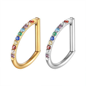 Trang sức titan tùy chỉnh, khuyên mũi hình chữ D bằng titan G23, khuyên vành tai sụn với zircon - Product Image 1