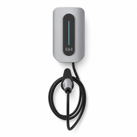 Cargador de Vehículos Eléctricos de 7kW AC, Tipo 2, 32A, con Botón de Paro de Emergencia, Estación de Carga de Pared para Hogar, IP65, OCPP