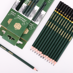 Keep Smiling Ensemble de 12 crayons à dessin professionnels, manche en bois vert foncé avec mine noire, kit de croquis - Product Image 2