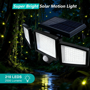 2 Pack Solar Security Wall <b>Lights</b> 2500LM 210 <b>LED</b> 3 Heads <b>Motion</b> <b>Sensor</b> Flood <b>Light</b> Remote Control IP65 Waterproof for Garden - Product Image 5