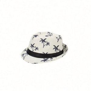 Spring and Summer Casual Travel Jazz Character Paper Hat Coconut Printed Outdoor Beach <b>Sunscreen</b> Hat - Product Image 3