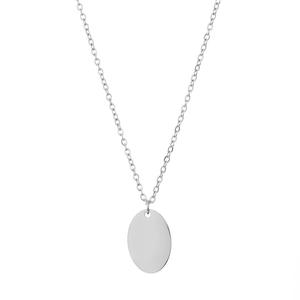 Collier ras du cou tendance en acier inoxydable plaqué pour femme, pendentif ovale lisse, chaîne de clavicule, bijoux 9x13mm, vente en gros - Product Image 5