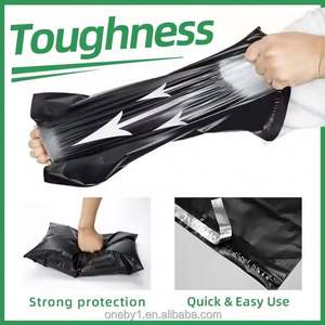 Sac de courrier en polyéthylène noir imprimé personnalisé, emballage plastique pour colis, sac de courrier portable avec poignée, sacs d'emballage pour la poste - Product Image 5