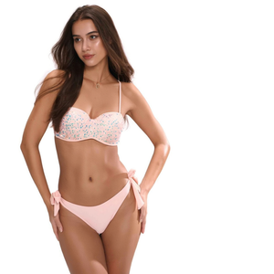 Costume da bagno intero HDJ Plus Size con controllo pancia, scollo all'americana e stampa glitterata BZ77237 - Product Image 3