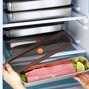 Caja de Acero Inoxidable para Mantener la Frescura con Tapa y Bandeja para Tocino, Apta para Almacenar Carne, Frutas, Verduras y Productos para el Desayuno - Product Image 6