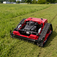 Tondeuse robotisée pour gazon 200m avec coupe de 550mm, moteur essence 224cc et réglage de hauteur à distance pour l'entretien des gazons et des herbes infestantes des parcs