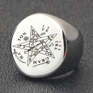 Bague Punk en Acier Inoxydable « Wahyeh » Viking, Pentagramme Magique Béni de Salomon - Product Image 3