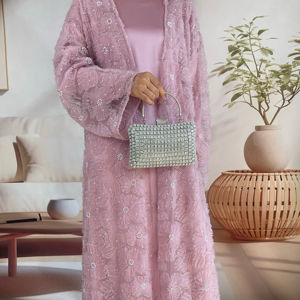 Elegante e Splendido Nuovo Cardigan da Donna Musulmana con Perline e Ricami in Rete, Accessorio Tradizionale per Abbigliamento Musulmano - Product Image 3