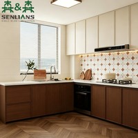 Armoires de cuisine sur mesure haut de gamme SLS, armoires modulaires modernes bicolores pour les projets de rénovation de villas et d'appartements
