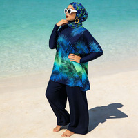 Burkini à manches longues pour filles et femmes, maillot de bain islamique modeste avec hijab, couvrant entièrement le corps, pour la piscine