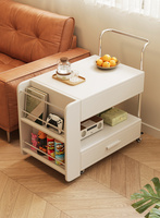 Table d'appoint extensible en bois de caoutchouc industriel avec tiroirs et étagères ouvertes BJ03 #