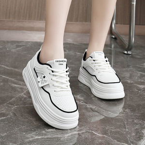 LYKU 2026 Evergreen Spring Lace-up Fashion Trend Women's Mesh Breathable Anti-Slip Casual Sporty White Shoes - Product Image 6