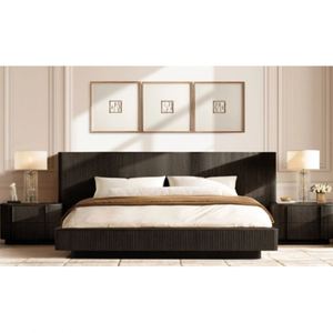 Muebles de Dormitorio de Madera de Roble Macizo Personalizados, Cama de Madera con Panel Extendido para Casa u Hotel - Product Image 4