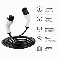 Cable TPU Inteligente Trifásico de 22 kW y 32 A con Certificación TUV para BYD VW ID.4 Zeekr, Conector de Carga Rápida Tipo 2 a Gbt