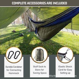 Hamac ultraléger Woqi pour 2 personnes, 998g, sac de couchage en nylon pour le camping, la randonnée, les voyages en plein air, gris vert - Product Image 4