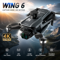 Drone RC pliable Wing6 avec double caméra 4K, moteur sans balais, évitement d'obstacles et EIS pour adultes