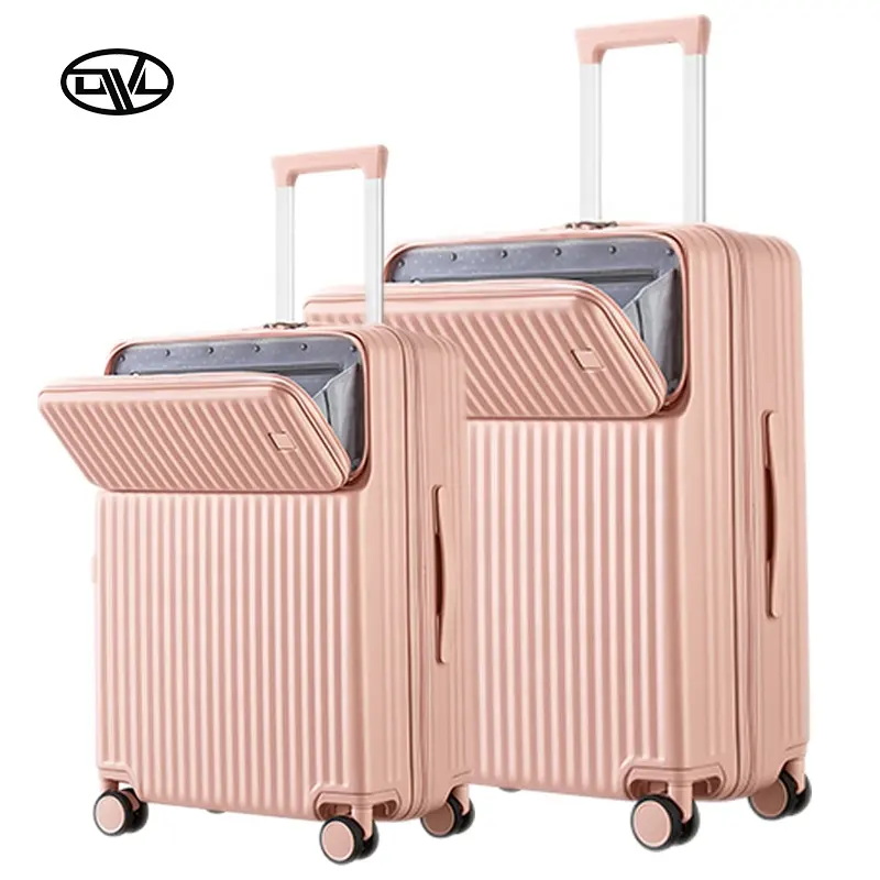 Amazon Hot sales PC Pink color Trending Laptop Computer Bag Front Open Travel Bags Carryon Luggage