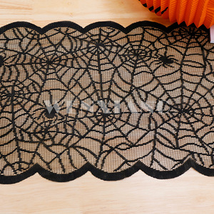 Halloween Table <b>Runner</b> <b>Black</b> Spider Web Lace Rectangle Polyester Party Decoration 1 Pcs - Product Image 3