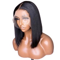 Peluca de Cabello Humano Virgen Indio al Por Mayor, Densidad 180%, con Frente de Encaje Completo HD, Encaje Transparente Natural