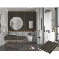 Revêtement mural intérieur moderne vertical en bois noir ardoise, lattes décoratives pour murs, panneaux cannelés colorés pour salle de bain