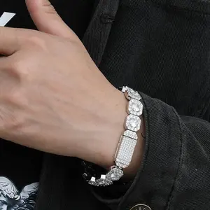 Braccialetto di zucchero Rock con gioielli Hip-hop personalizzati di marca alla moda 925 bracciale in argento Moissanite