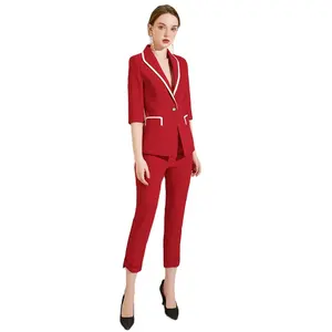 Mature Ladies 2 Piece Business Suits for Office Women Blazer Pants Suit