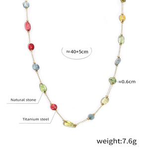 Basit niş tasarım paslanmaz çelik zincir inci renkli doğal taş kolye kolye kadınlar için takı - Product Image 6