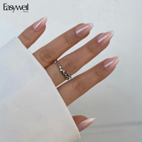 Easywell – Kit de 30 faux ongles classiques de luxe, courts, en acrylique, forme amande, style français, à presser, vente en gros, haute qualité