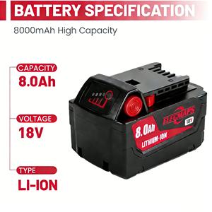 Batería de 8 Ah, Compatible con Herramientas Inalámbricas de 18 V Como Llaves Inalámbricas, Destornilladores y Otras Herramientas Eléctricas - Product Image 1