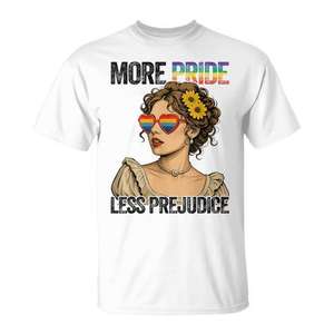 Más orgullo, menos prejuicios, mes del orgullo LGBT, camiseta del orgullo gay y lésbico - Product Image 1